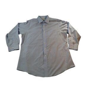 Brooks Brothers 1818 Regent Button Up Shirt Men Sz 17 2/3 Plaid Blue Orange Work